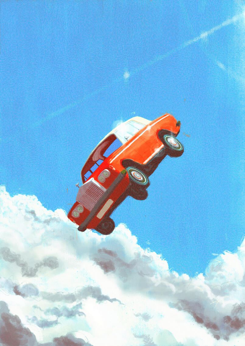 A Rolls-Royce falling from the sky